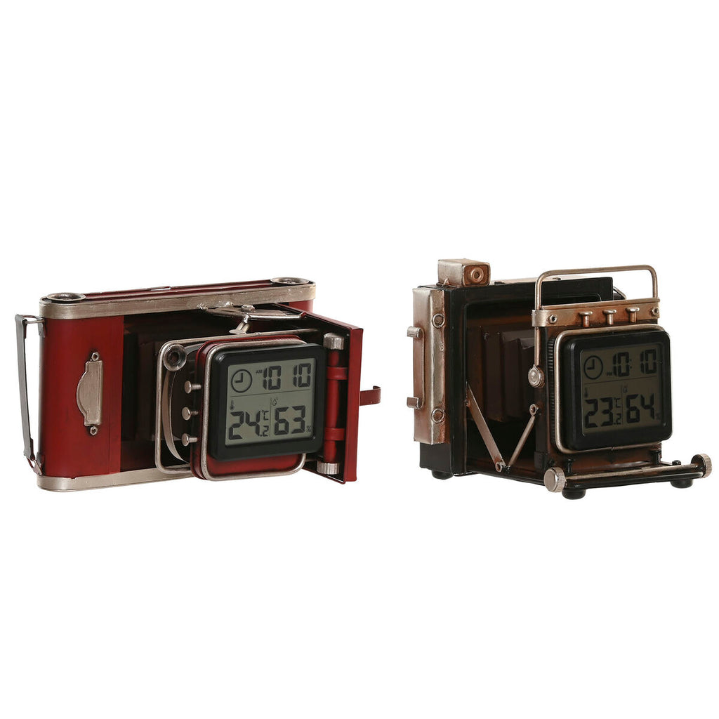 Horloge de table Home ESPRIT Noir Bordeaux Caméra/Appareil Photo Vintage (2 Unités)